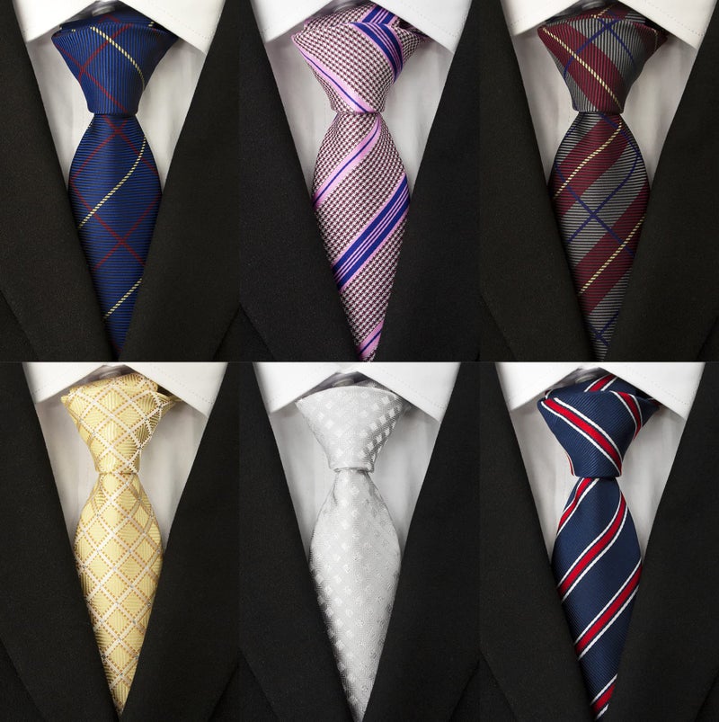Adulove Men's Necktie Classic Silk Tie Woven Jacquard Neck Ties 6 PCS - Image 2